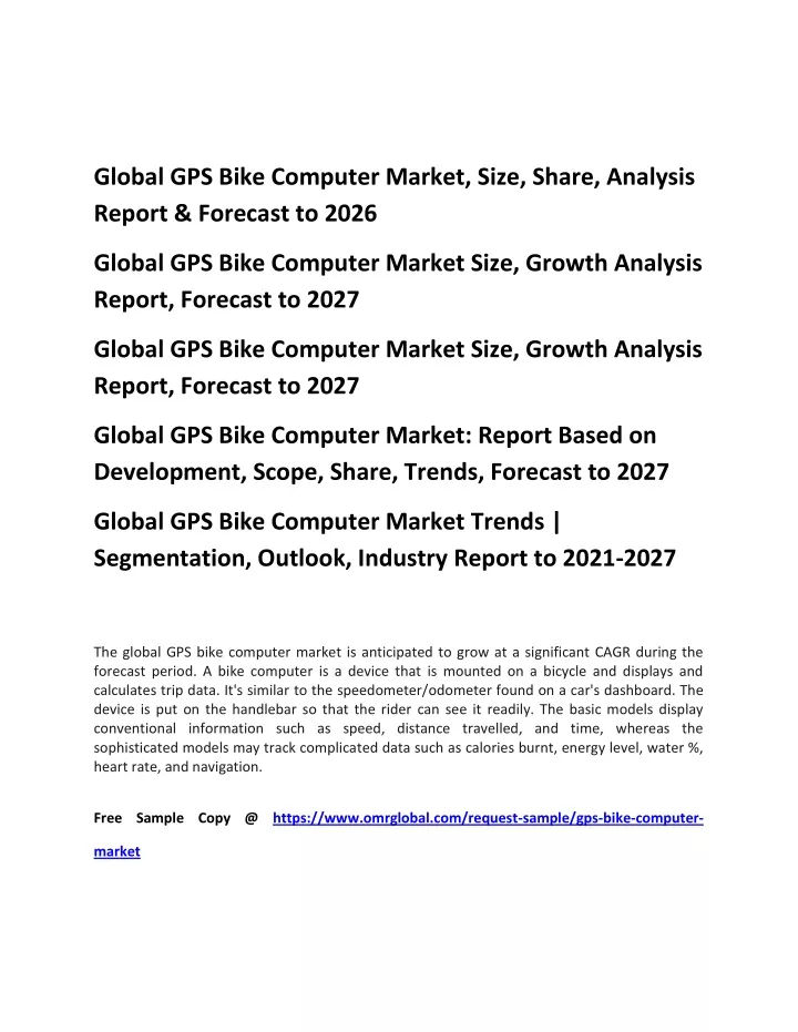 global gps bike computer market size share