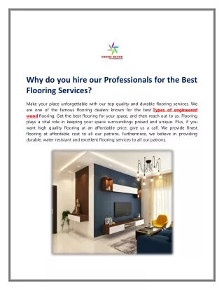 Why Do You Hire Our Professionals for the Best Flooring Services