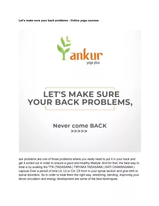 Let's make sure your back problems - Online yoga courses