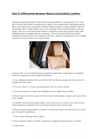 How To Differentiate Between Natural and Synthetic Leathers