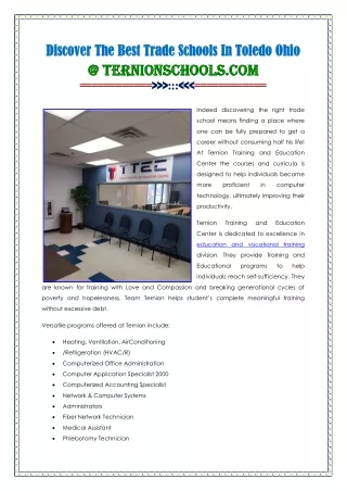 Discover The Best Trade Schools In Toledo Ohio