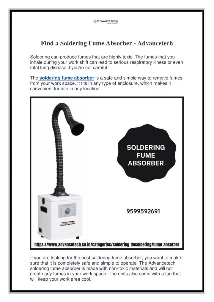 find a soldering fume absorber advancetech