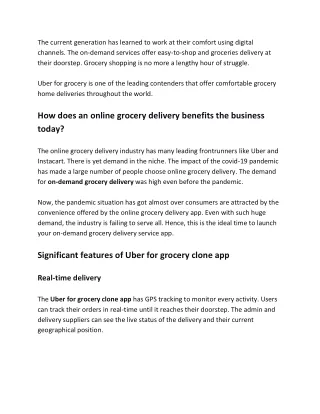 How does an online grocery delivery benefits the business today?
