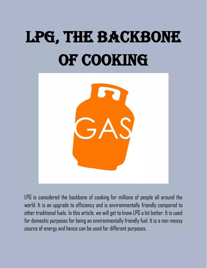 lpg the backbone lpg the backbone of cooking