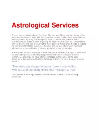 Astrological Services in India