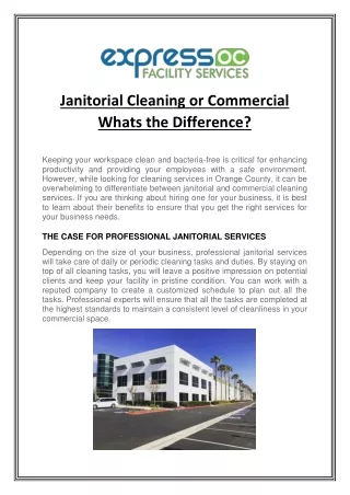 Janitorial Cleaning or Commercial Whats the Difference