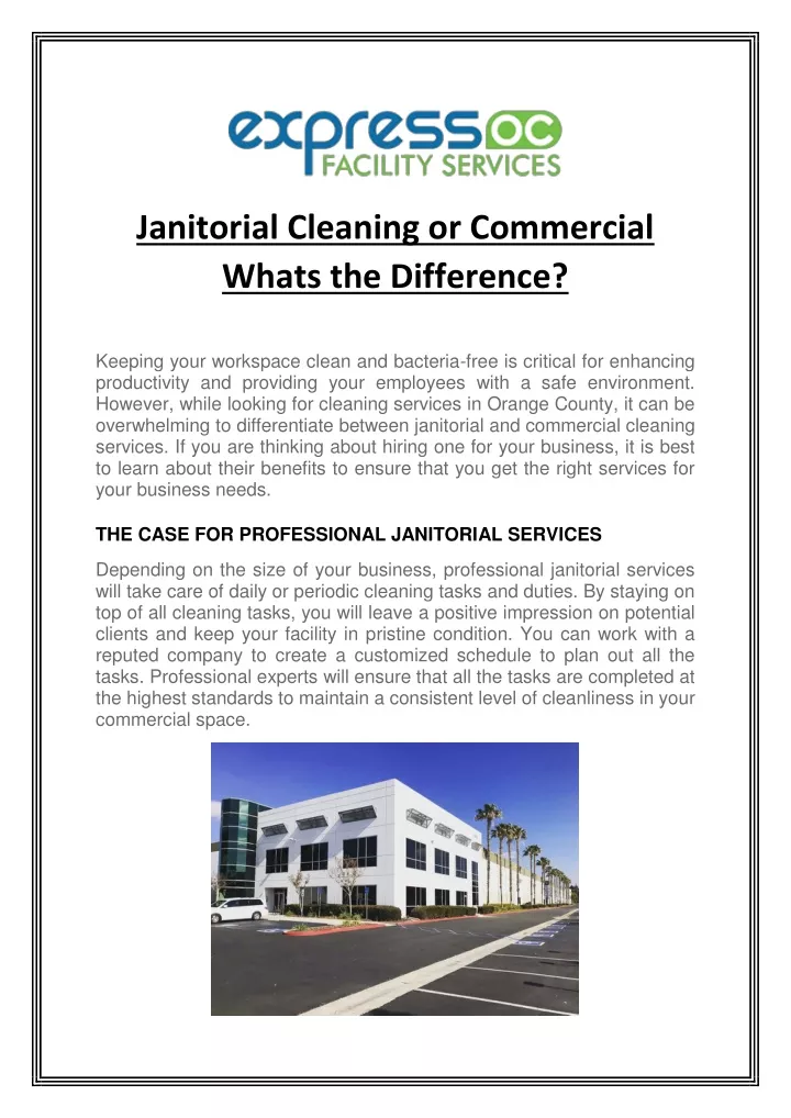 janitorial cleaning or commercial whats