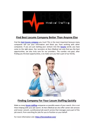 find best locums company better than anyone else