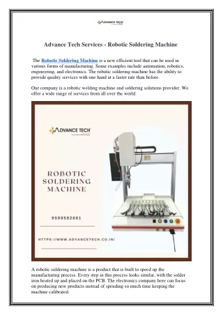advance tech services robotic soldering machine