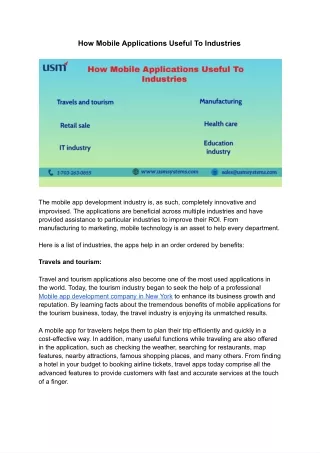 how mobile applications useful to industries