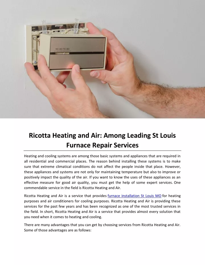 ricotta heating and air among leading st louis