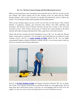 The Best Carpet Cleaning and Flood Restoration Services