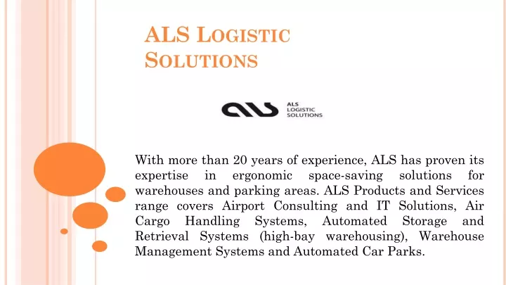 als logistic solutions