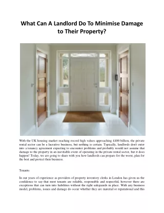 What Can A Landlord Do To Minimise Damage to Their Property