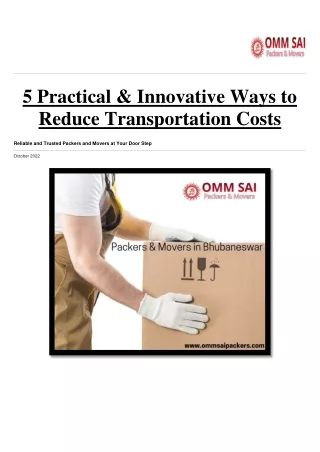 5 Practical & Innovative Ways to Reduce Transportation Costs