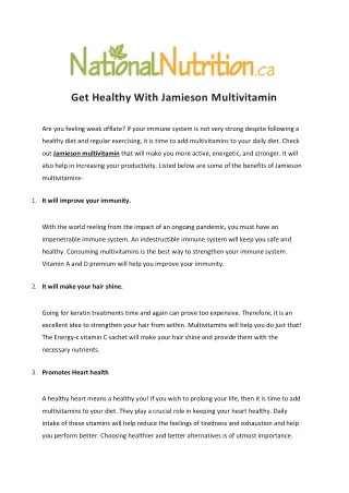 get healthy with jamieson multivitamin