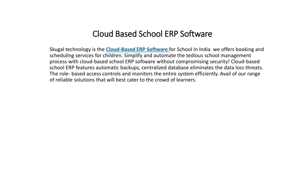 PPT - Cloud Based School ERP Software PowerPoint Presentation, free ...