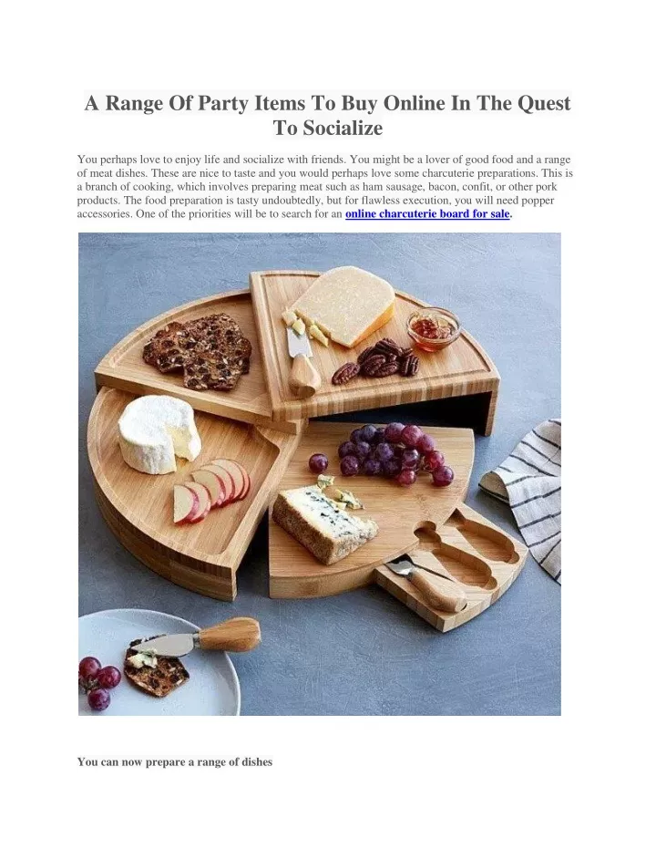 a range of party items to buy online in the quest