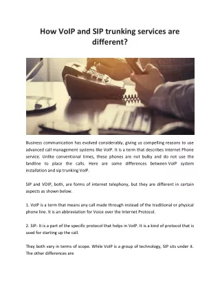 How VoIP and SIP trunking services are different