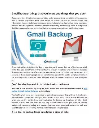 gmail backup things that you know and things that