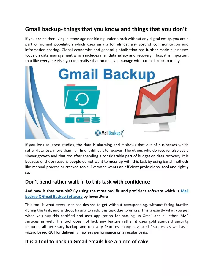 gmail backup things that you know and things that