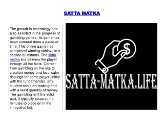 Simple facts about satta matka