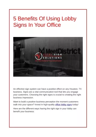 5 benefits of using lobby signs in your office