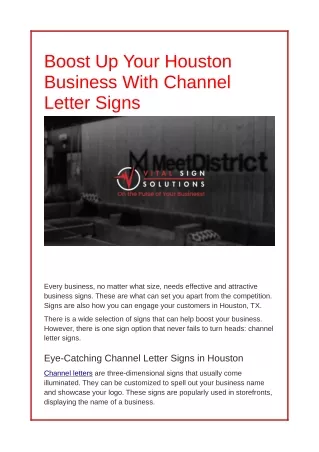 Boost Up Your Houston Business With Channel Letter Signs