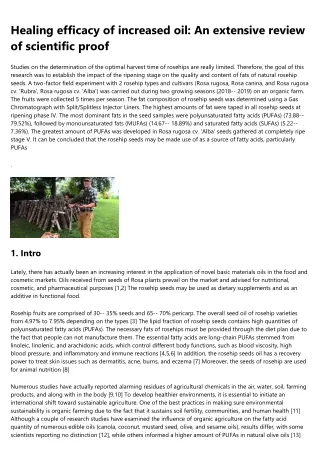 healing efficacy of increased oil an extensive