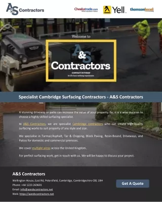 Specialist Cambridge Surfacing Contractors - A&S Contractors