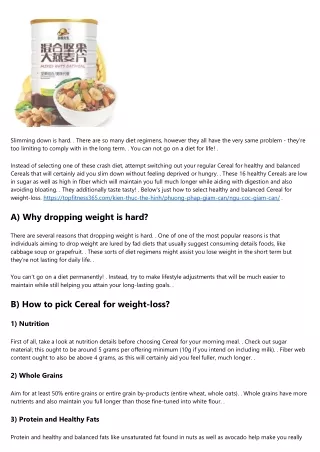 Top 16 Weight Loss Cereals for overweight individuals