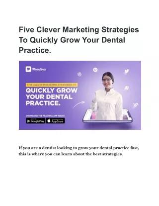 Five Clever Marketing Strategies To Quickly Grow Your Dental Practice (1)
