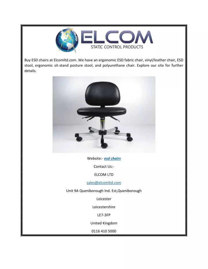 buy esd chairs at elcomltd com we have