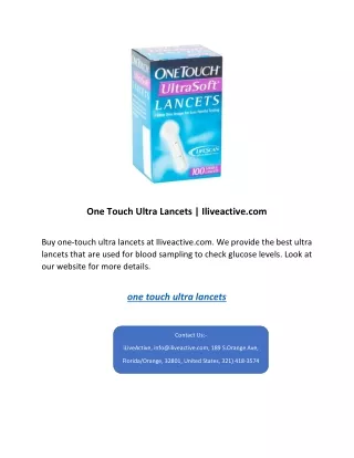 One Touch Ultra Lancets | Iliveactive.com