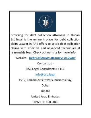 Debt Collection Attorneys in Dubai | Bsb.legal