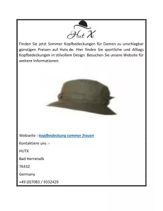 Sommer Hüte und Kopfbedeckungen für Frauen Hutx.de
