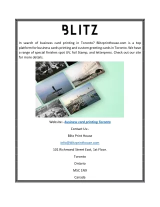 Business Card Printing Toronto | Blitzprinthouse.com
