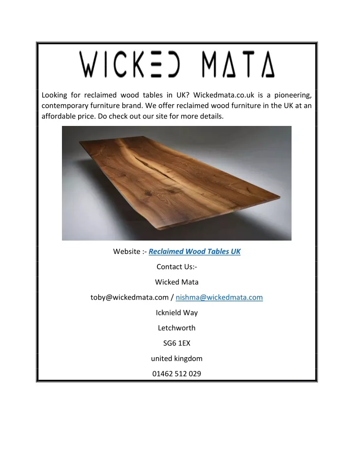 looking for reclaimed wood tables