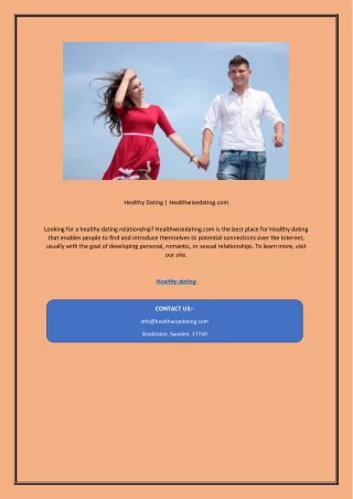 Healthy Dating Relationship | Healthwisedating.com
