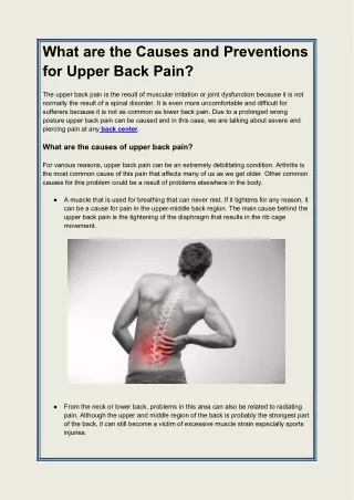 What are the Causes and Preventions for Upper Back Pain