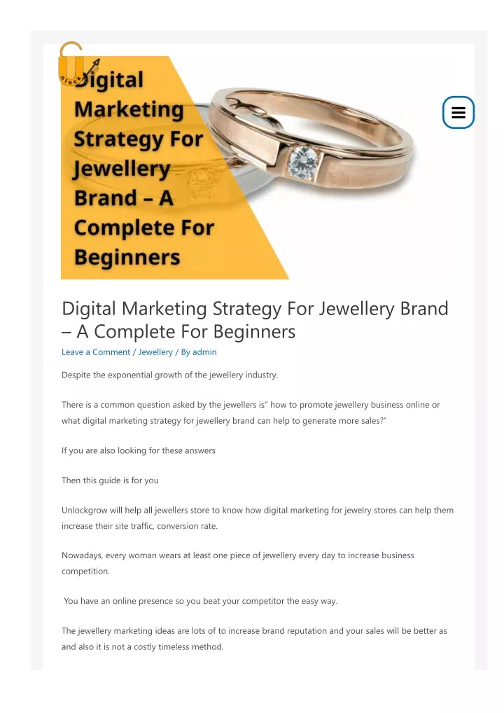 digital marketing strategy for jewellery brand