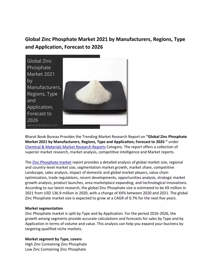global zinc phosphate market 2021