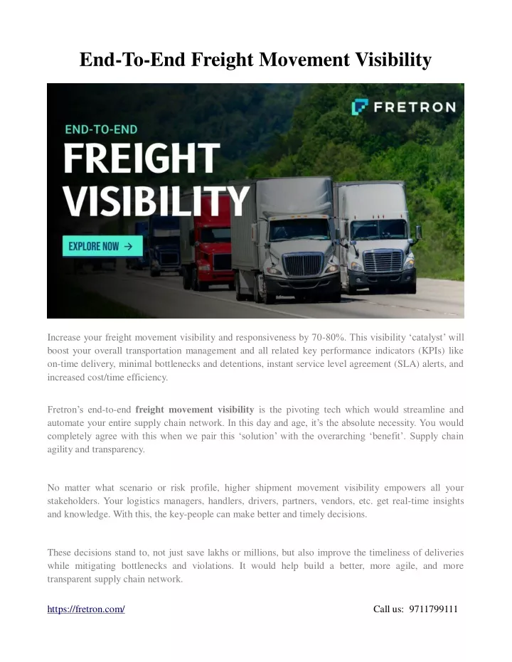 end to end freight movement visibility