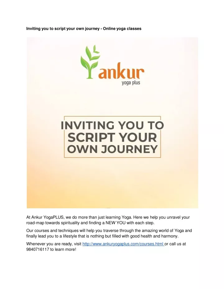 inviting you to script your own journey online
