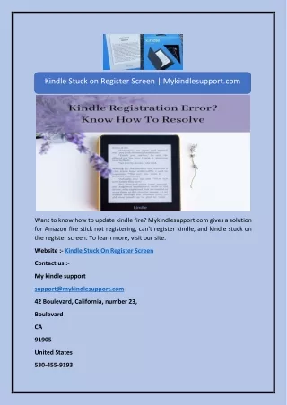 Kindle Stuck on Register Screen | Mykindlesupport.com