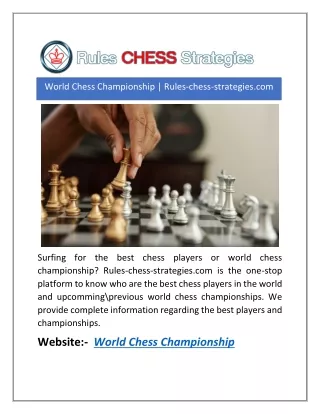 World Chess Championship | Rules-chess-strategies.com