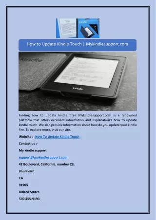 How to Update Kindle Touch | Mykindlesupport.com