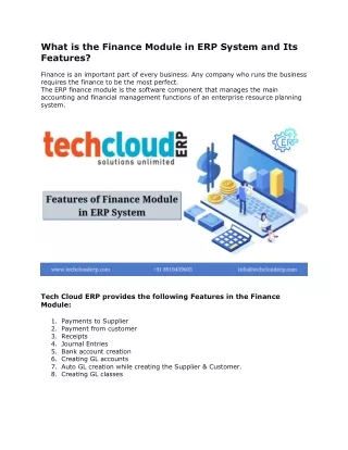 What is the Finance Module in ERP System and Its Features?