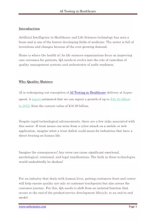 ai testing in healthcare