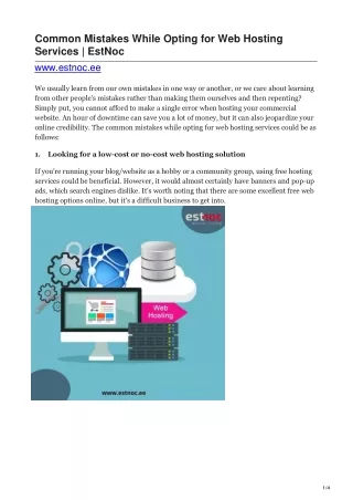 common mistakes while opting for web hosting